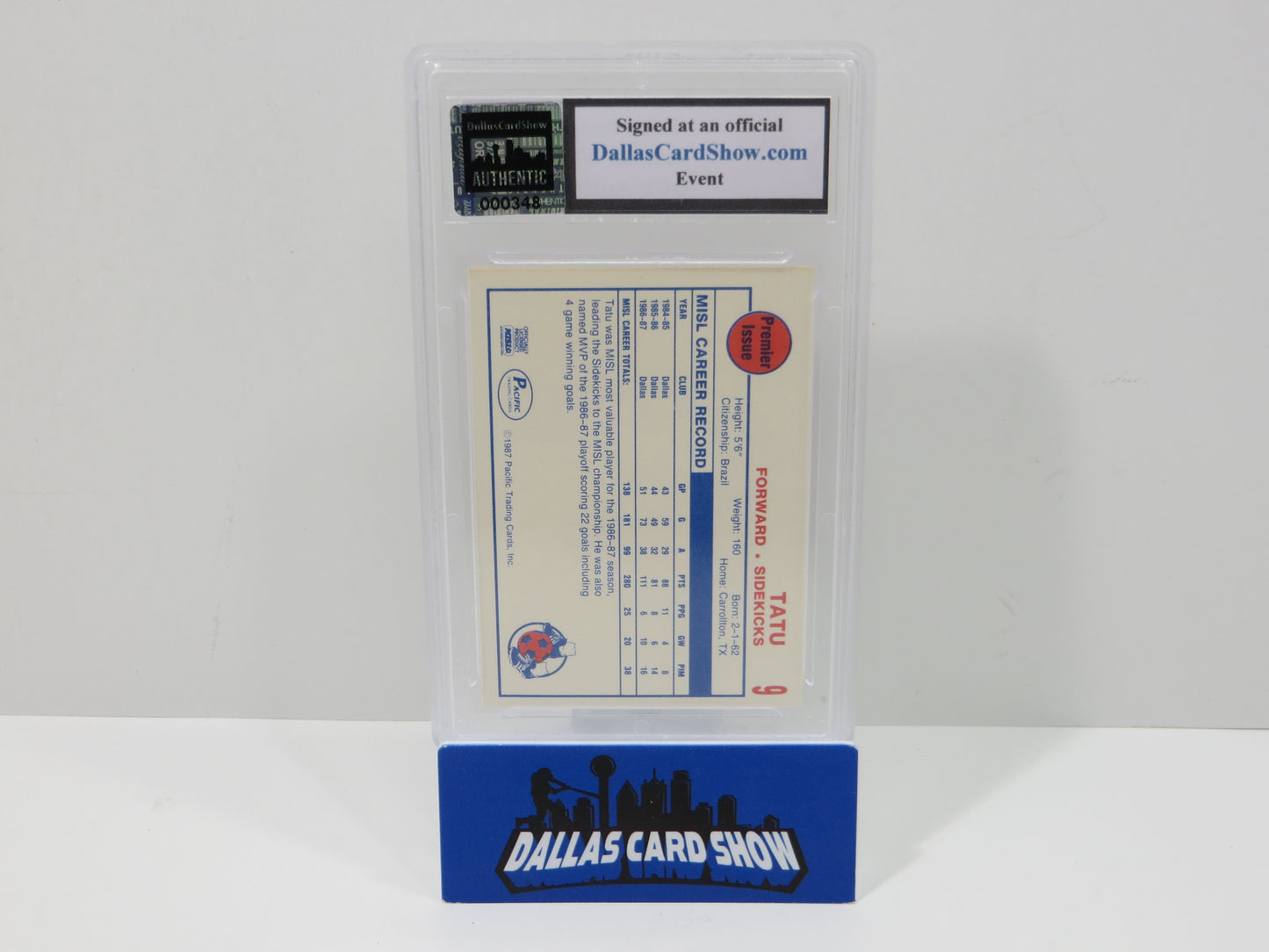 TATU SIGNED 1987 Pacific Soccer Card #9 DCS Authentic SLAB Dallas Sidekicks