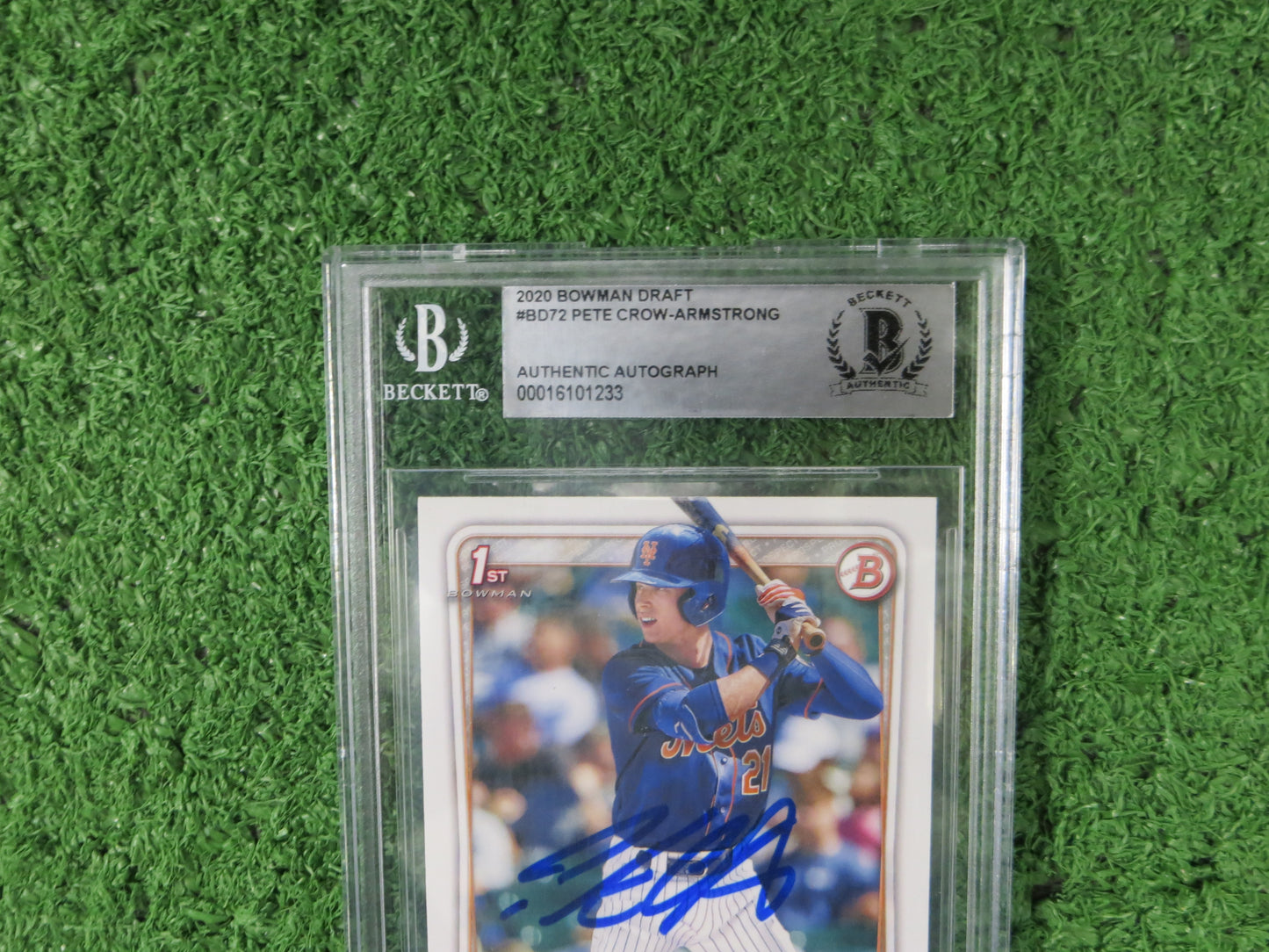 PETE CROW-ARMSTRONG SIGNED 2020 Bowman Draft 1st CHICAGO CUBS BAS Slab