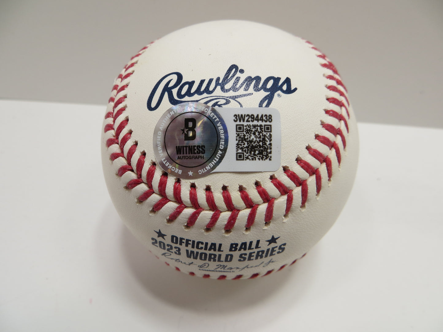JOSH SMITH TEXAS RANGERS SIGNED OFFICIAL 2023 WORLD SERIES BASEBALL w/INSC BAS