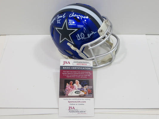 DD LEWIS SIGNED DALLAS COWBOYS MINI FLASH HELMET w/INSC JSA COA
