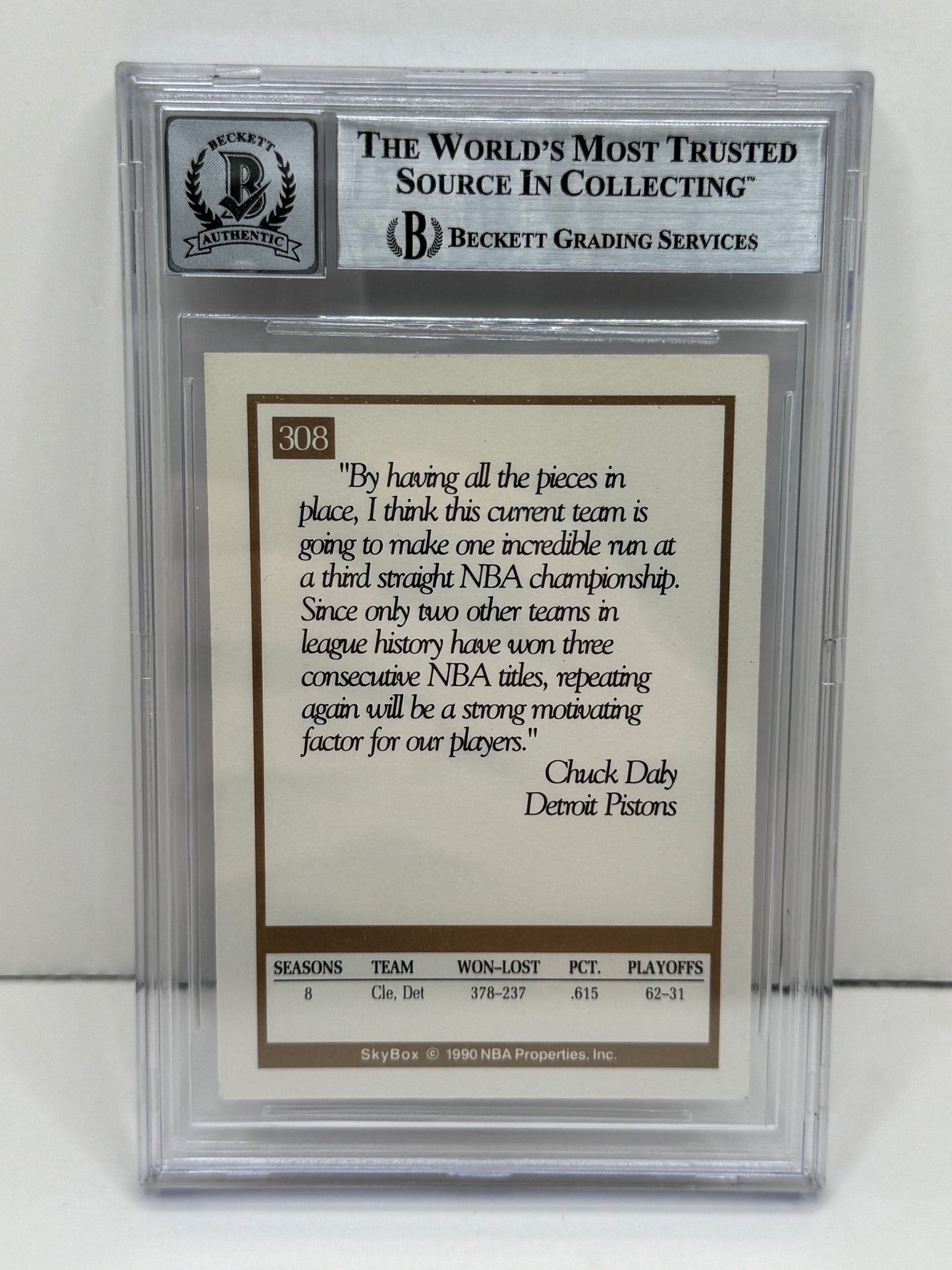1990-91 Skybox Chuck Daly  Beckett Authentic  Beckett Autograph 10