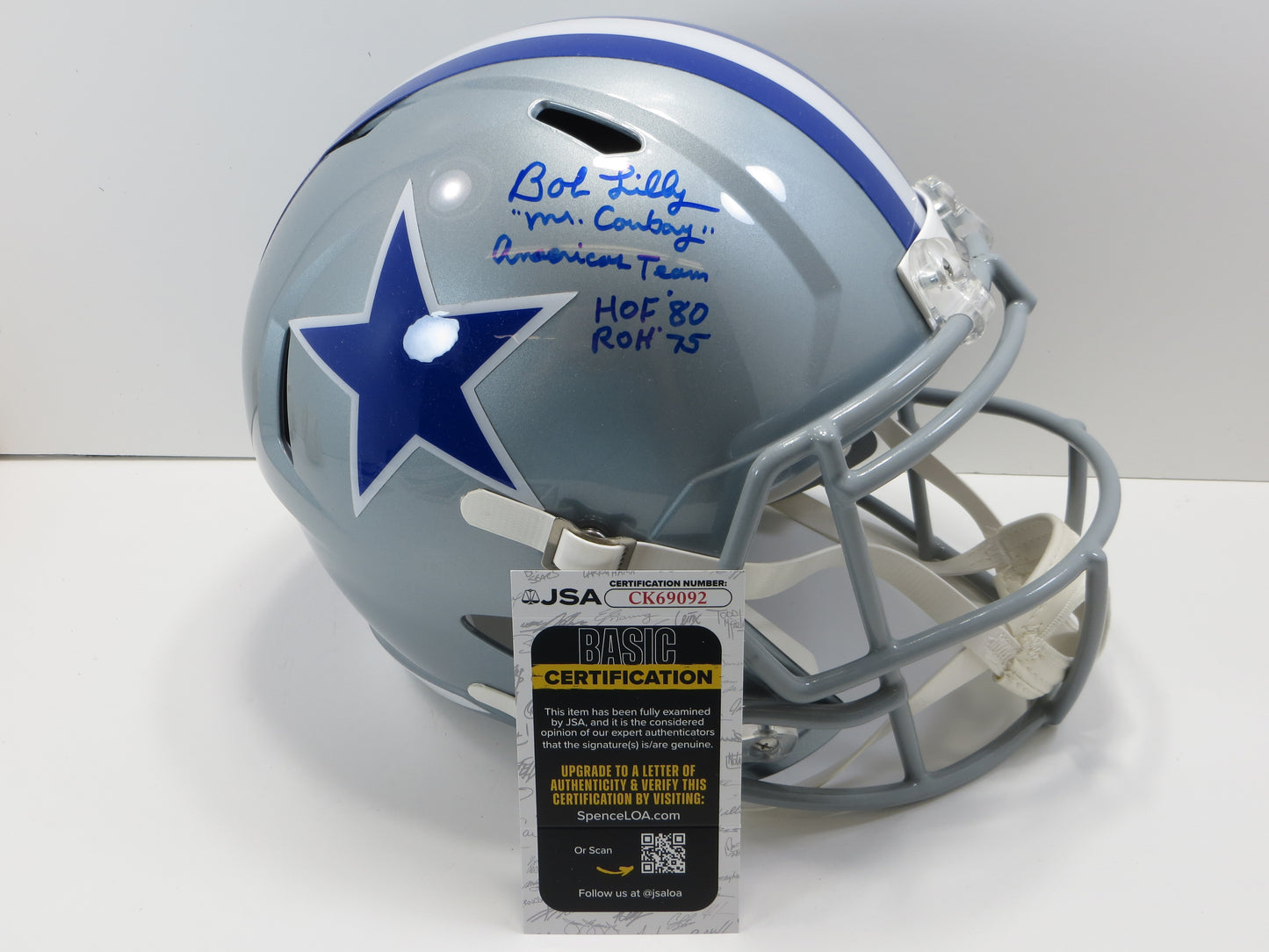 BOB LILLY SIGNED DALLAS COWBOYS Throwback FULL SIZE HELMET w/4INSC JSA
