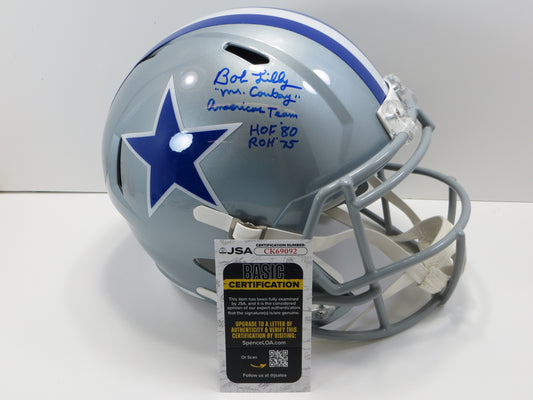 BOB LILLY SIGNED DALLAS COWBOYS Throwback FULL SIZE HELMET w/4INSC JSA