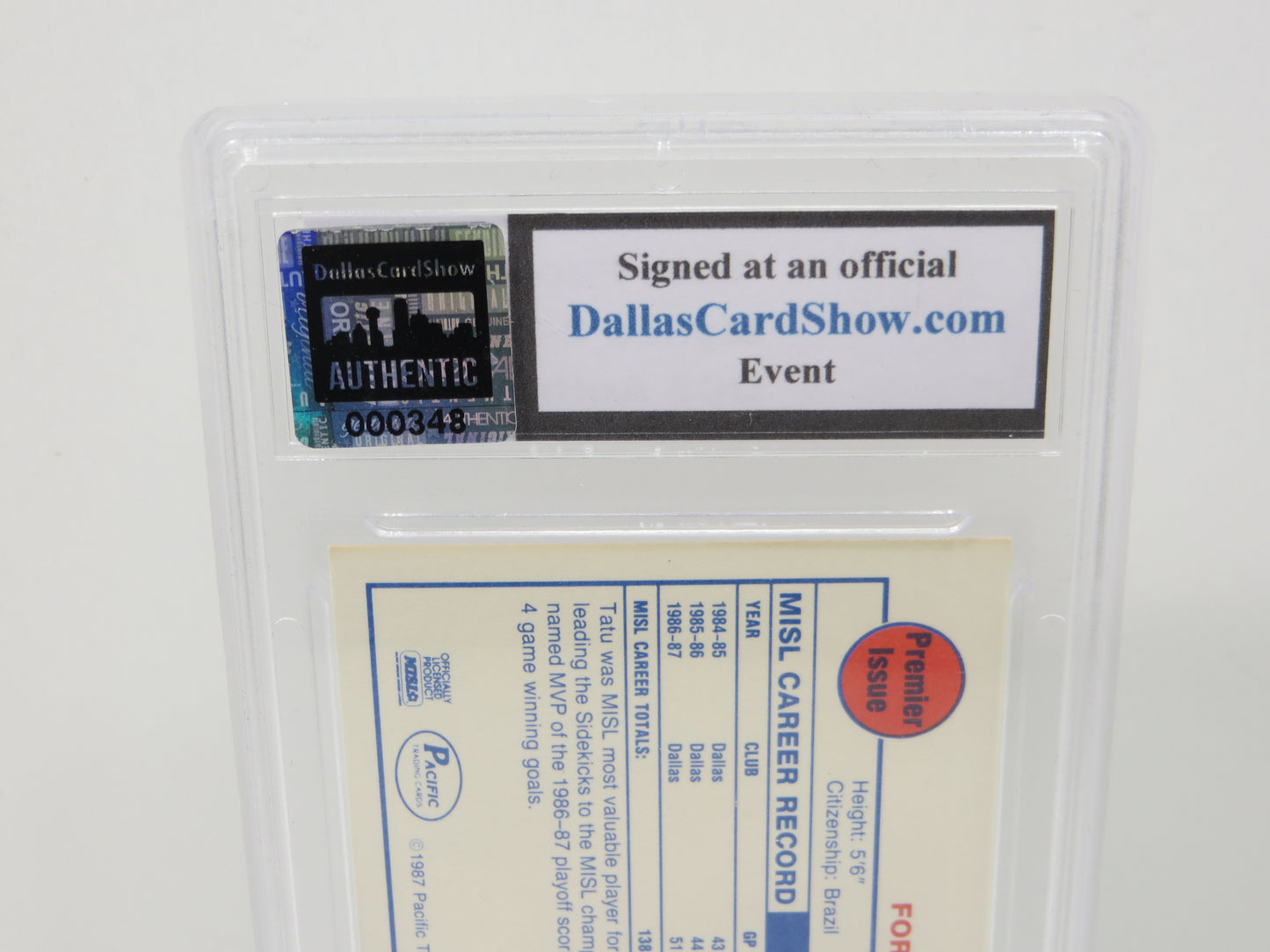 TATU SIGNED 1987 Pacific Soccer Card #9 DCS Authentic SLAB Dallas Sidekicks