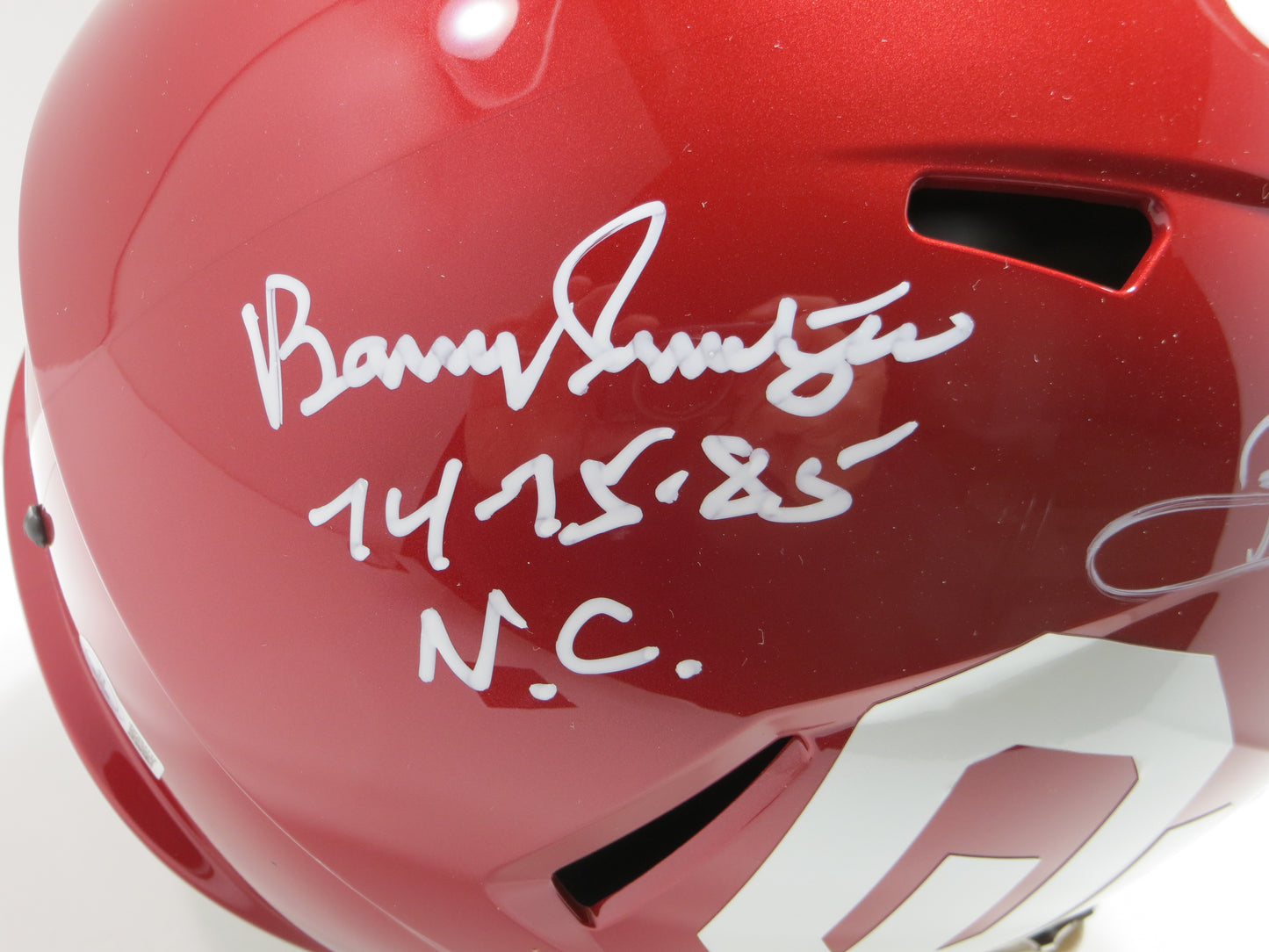 BARRY SWITZER BOB STOOPS SIGNED OKLAHOMA OU SOONERS FULL SIZE HELMET BAS