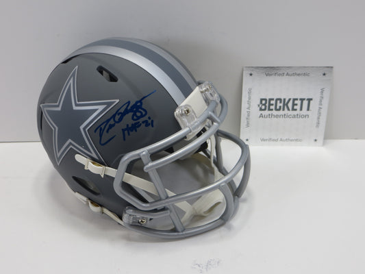 DREW PEARSON DALLAS COWBOYS SIGNED SLATE Mini Helmet w/HOF 21 BAS COA