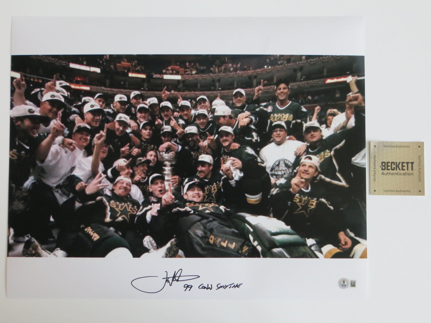 JOE NIEUWENDYK DALLAS STARS SIGNED Stanley Cup 16x20 w/99 CONN SMYTHE BAS