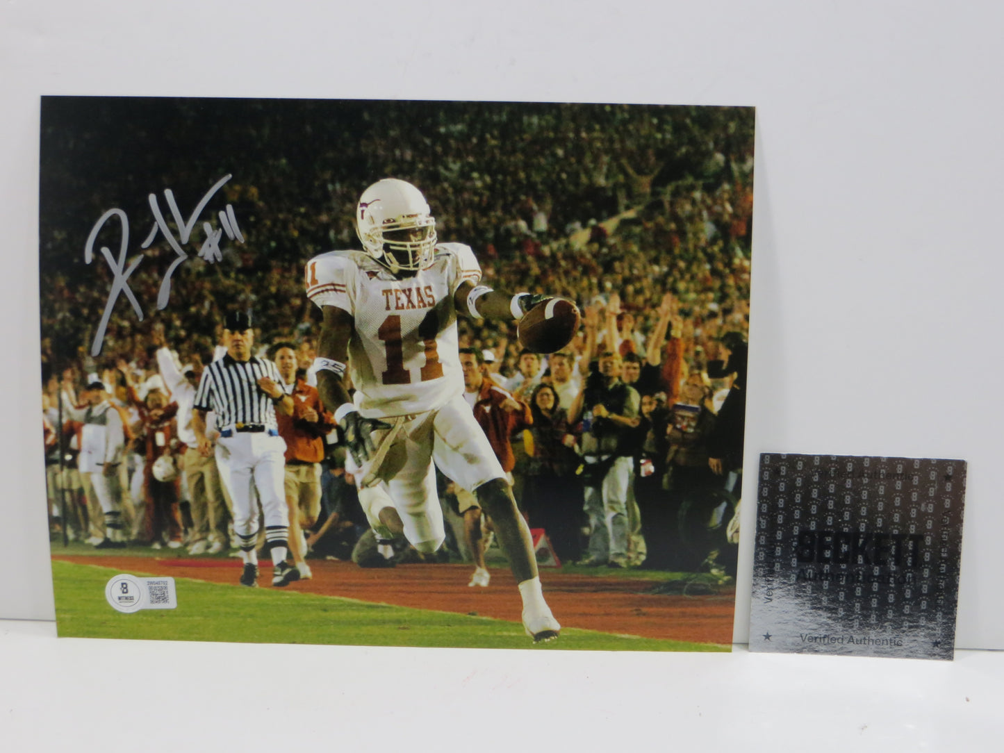 RAMONCE TAYLOR TEXAS LONGHORNS SIGNED 8x10 PHOTO TD Nat Champs BAS