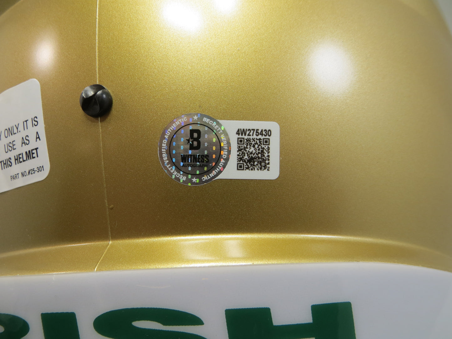RAGHIB ROCKET ISMAIL SIGNED NOTRE DAME FULL SIZE SHAMROCK HELMET w/2INSC BAS