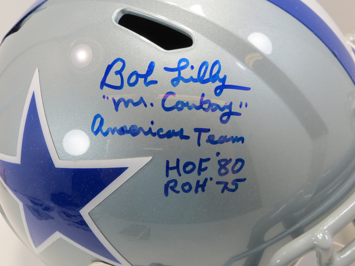 BOB LILLY SIGNED DALLAS COWBOYS Throwback FULL SIZE HELMET w/4INSC JSA