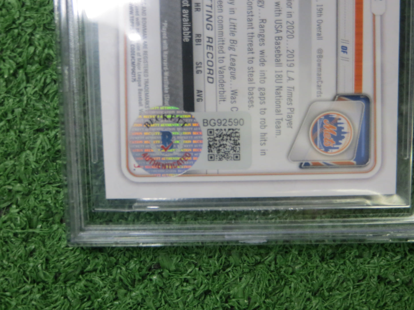 PETE CROW-ARMSTRONG SIGNED 2020 Bowman Draft 1st CHICAGO CUBS BAS Slab