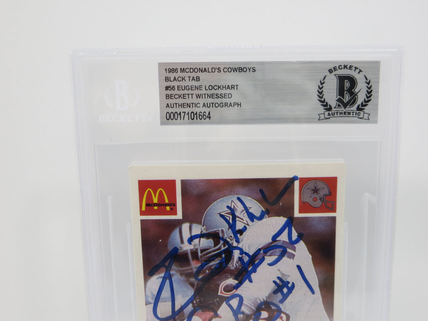 EUGENE LOCKHART SIGNED 1986 McDONALDs DALLAS COWBOYS BGS BAS SLAB