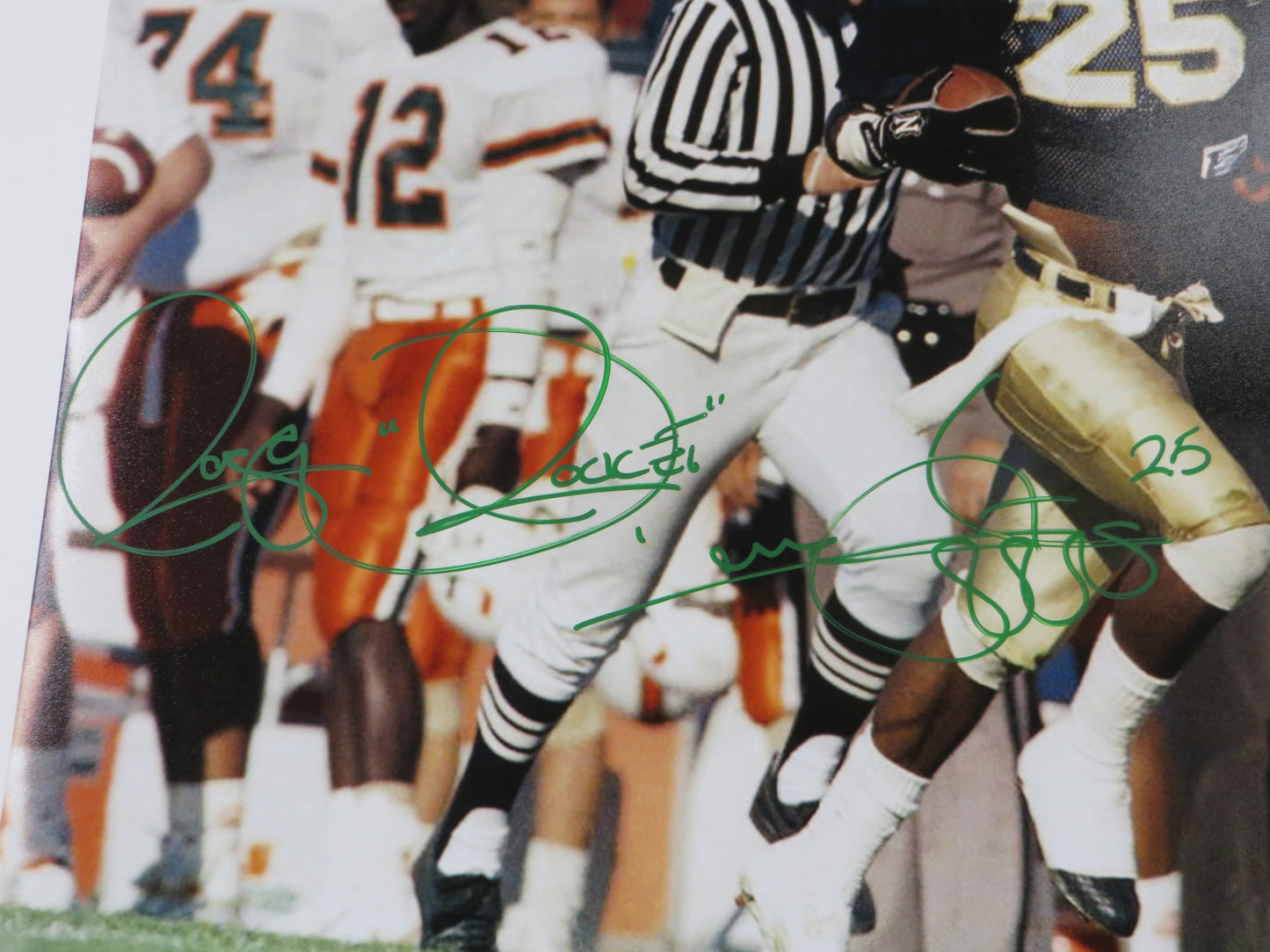 RAGHIB ROCKET ISMAIL SIGNED 16x20 NOTRE DAME IRISH vs MIAMI PHOTO JSA COA Green