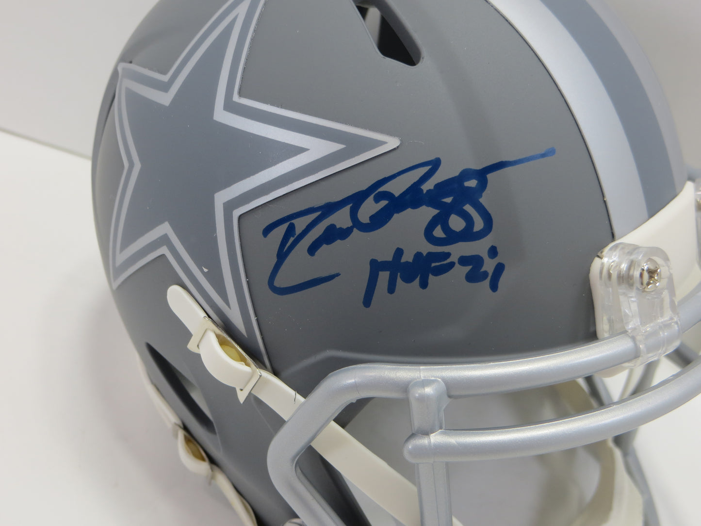 DREW PEARSON DALLAS COWBOYS SIGNED SLATE Mini Helmet w/HOF 21 BAS COA