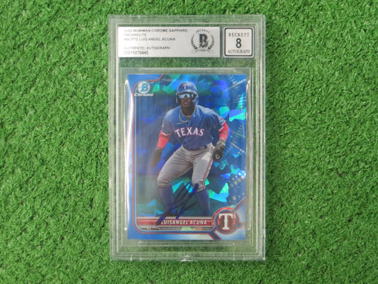 LUIS ANGEL ACUNA SIGNED 22 Bowman Chrome Sapphire Prospect BAS SLAB