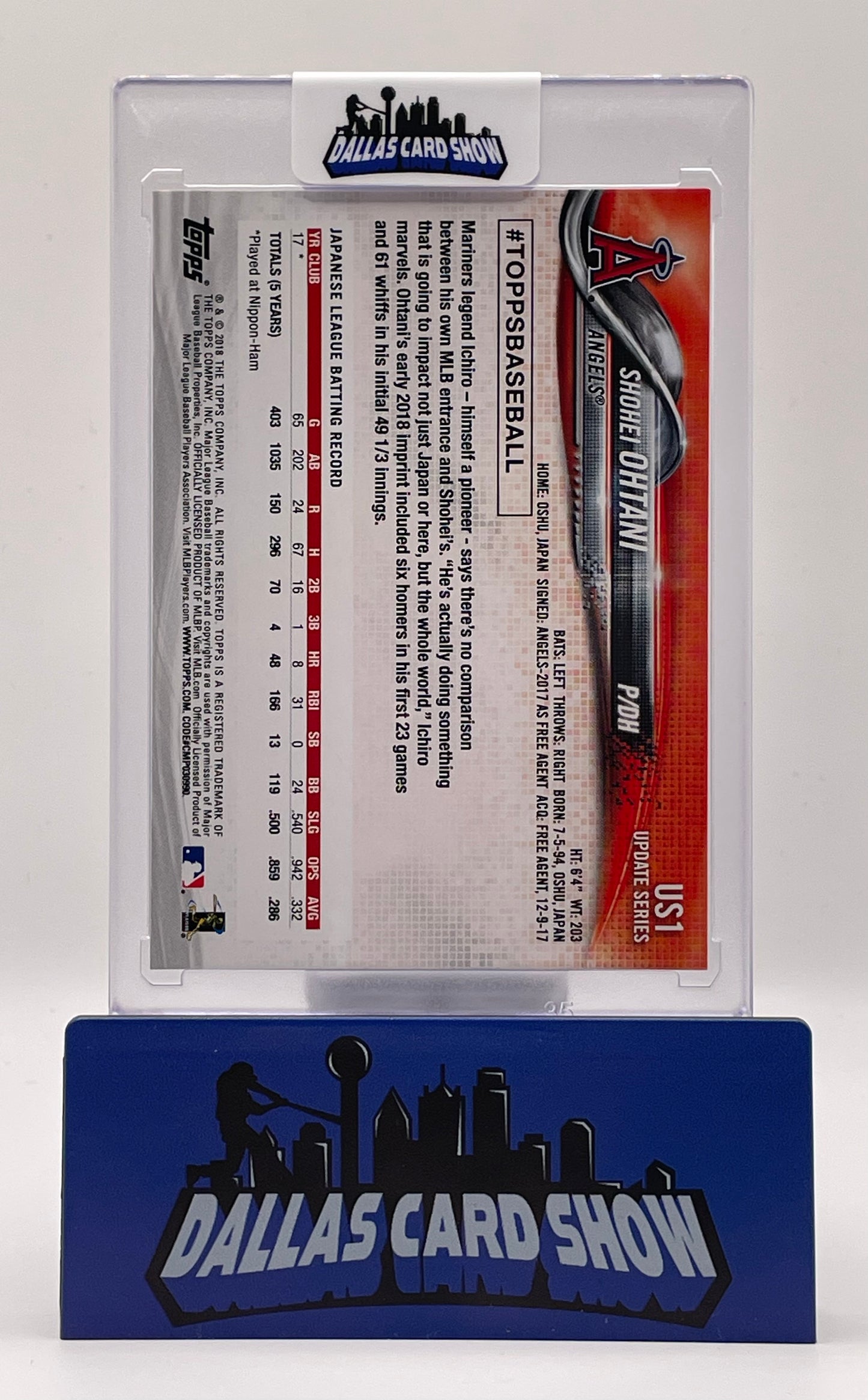 2018 Topps Update #US1 Shohei Ohtani Rookie RC