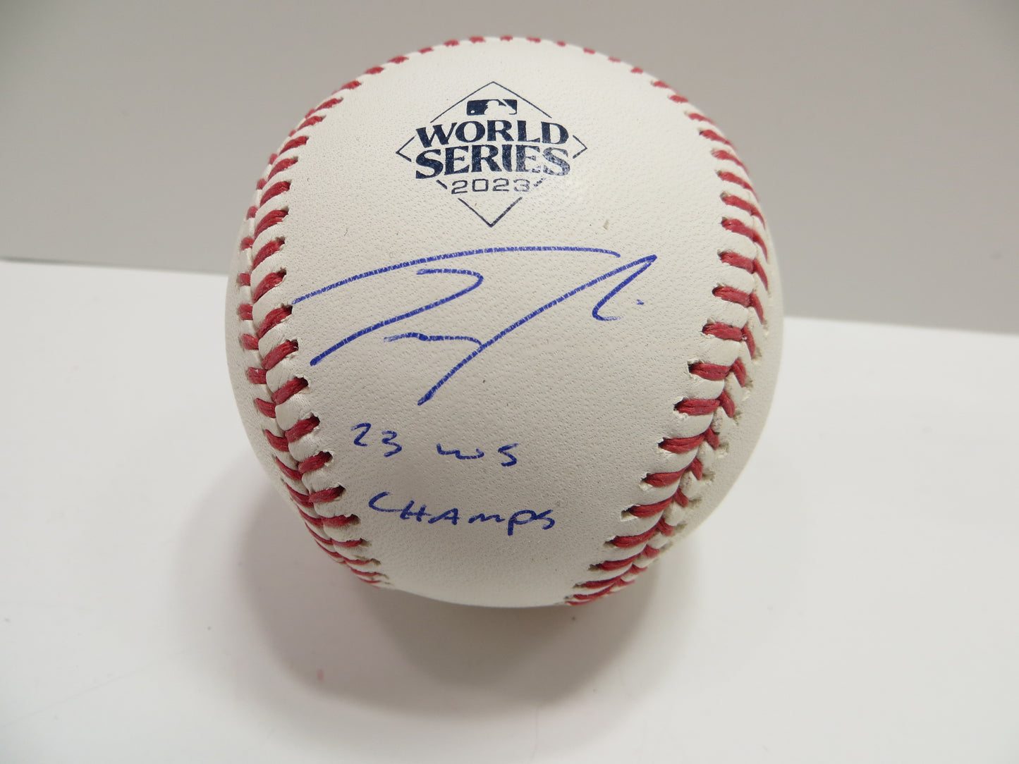JOSH SMITH TEXAS RANGERS SIGNED OFFICIAL 2023 WORLD SERIES BASEBALL w/INSC BAS