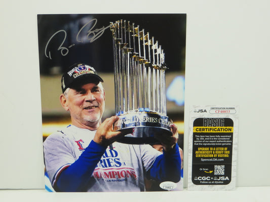 BRUCE BOCHY Texas Rangers SIGNED World Champs 8x10 PHOTO Giants Padres JSA COA