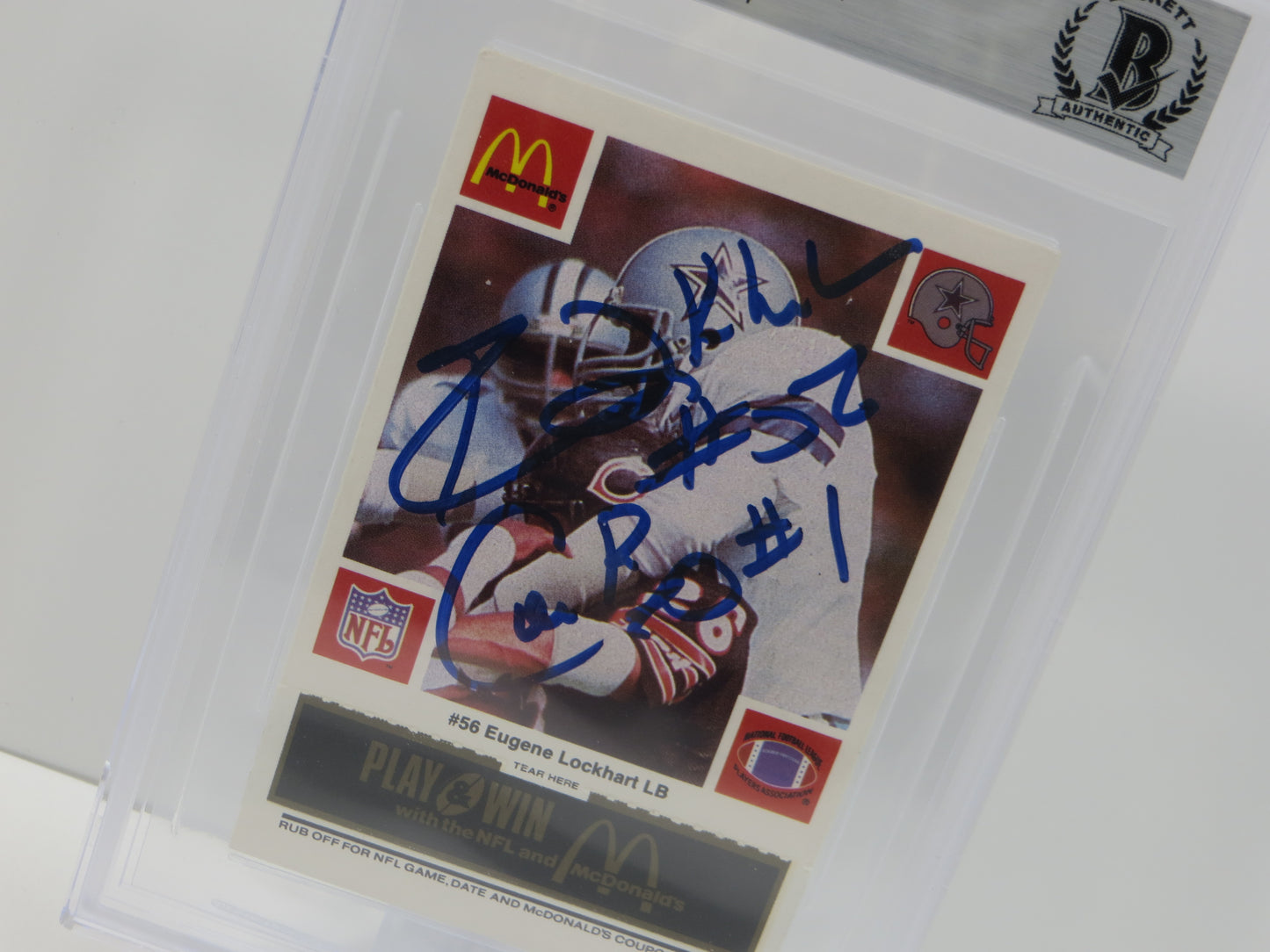 EUGENE LOCKHART SIGNED 1986 McDONALDs DALLAS COWBOYS BGS BAS SLAB