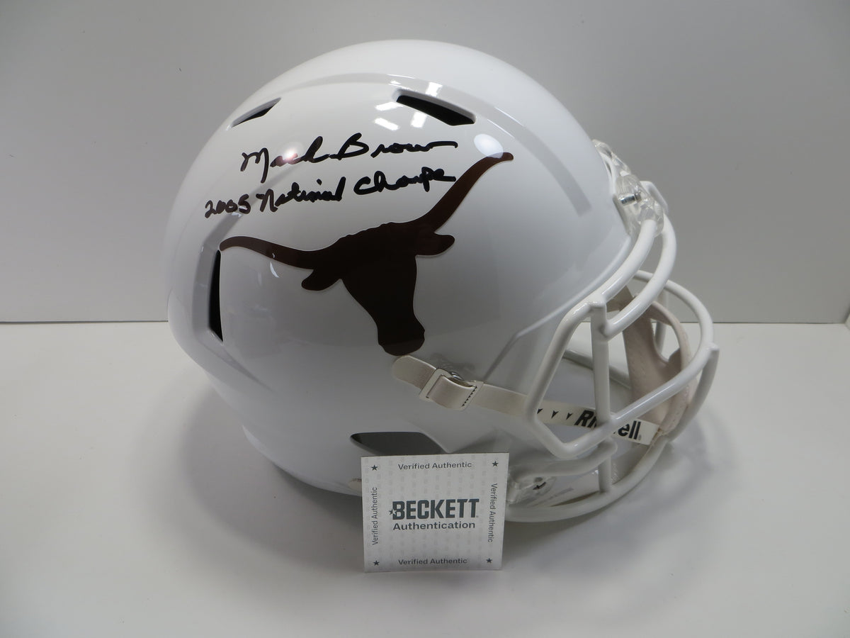 MACK BROWN SIGNED TEXAS LONGHORNS RIDDELL FULL SIZE HELMET w/2005Champs BAS