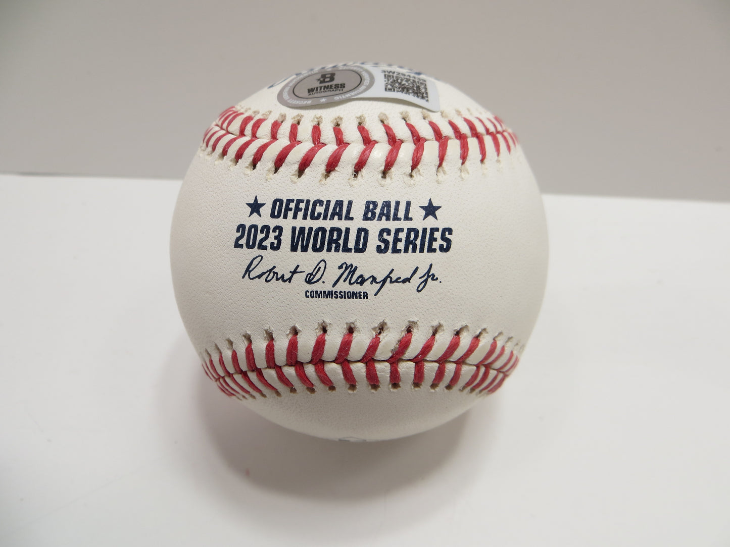 JOSH SMITH TEXAS RANGERS SIGNED OFFICIAL 2023 WORLD SERIES BASEBALL w/INSC BAS