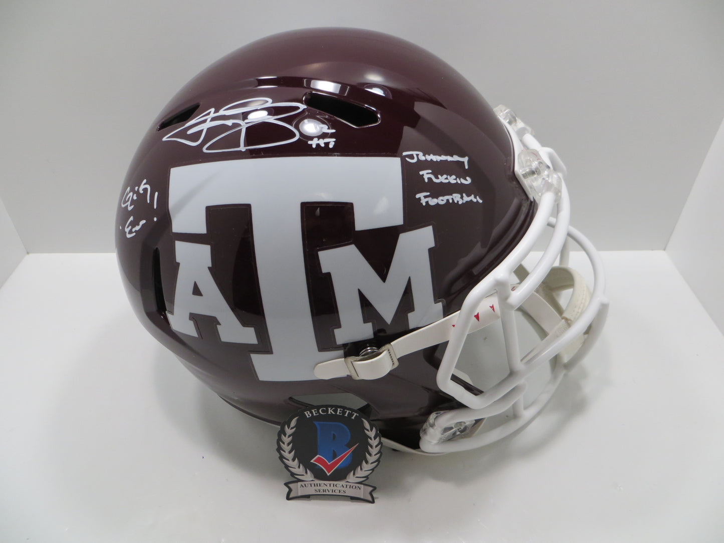JOHNNY MANZIEL SIGNED TEXAS A&M AGGIES FULL SIZE HELMET w/JOHNNY FB BAS COA