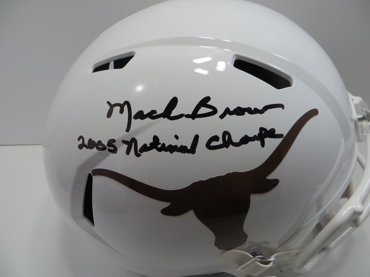 MACK BROWN SIGNED TEXAS LONGHORNS RIDDELL FULL SIZE HELMET w/2005Champs BAS