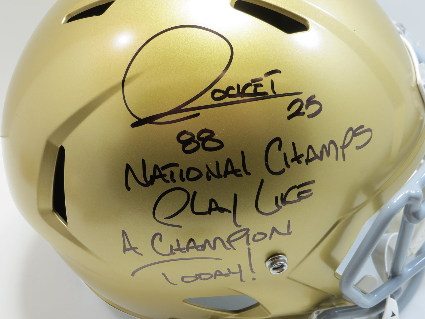 RAGHIB ROCKET ISMAIL SIGNED NOTRE DAME FULL SIZE HELMET w/2INSC BAS COA