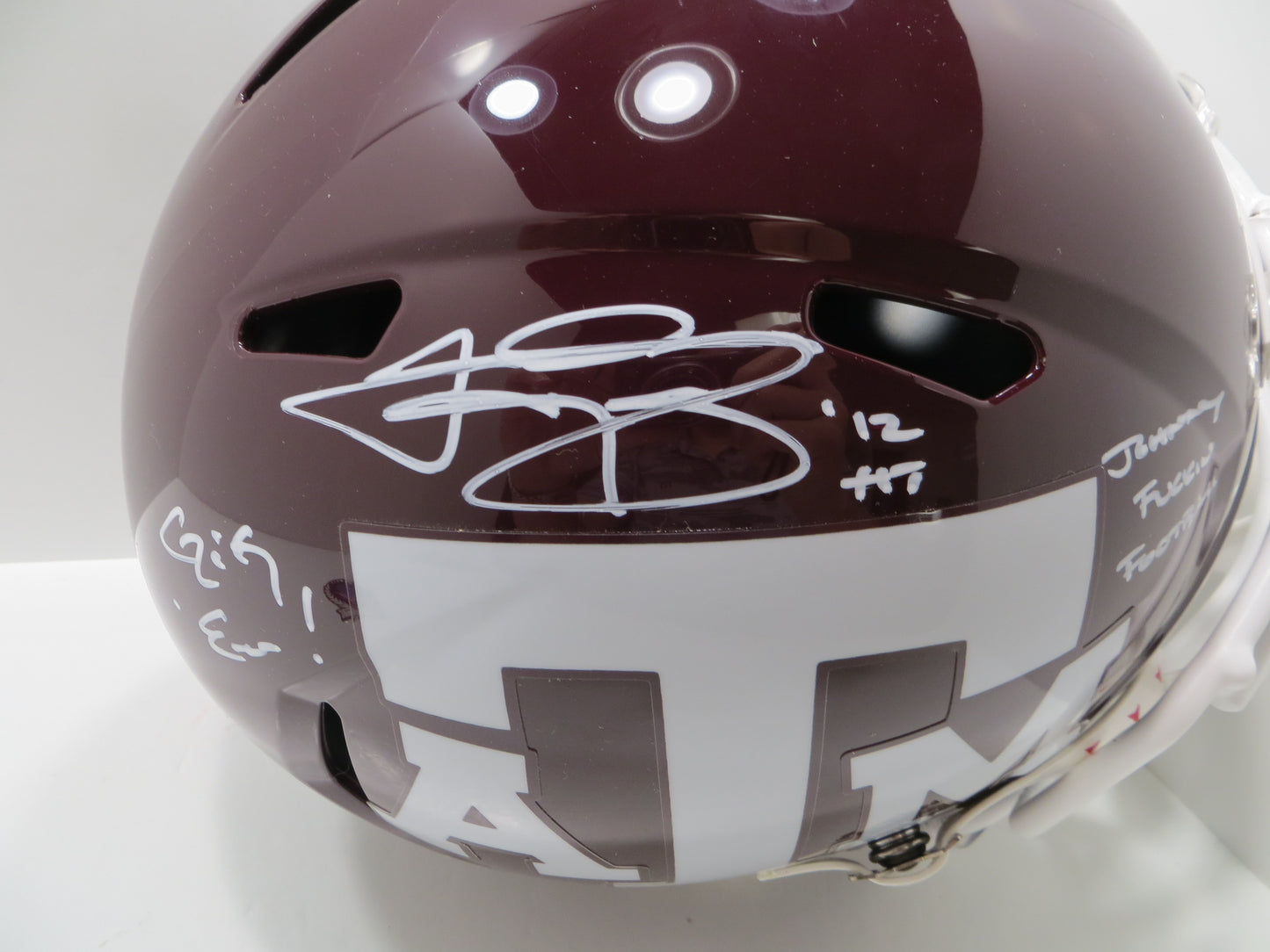 JOHNNY MANZIEL SIGNED TEXAS A&M AGGIES FULL SIZE HELMET w/JOHNNY FB BAS COA