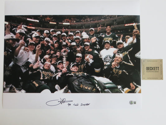 JOE NIEUWENDYK DALLAS STARS SIGNED Stanley Cup 16x20 w/99 CONN SMYTHE BAS
