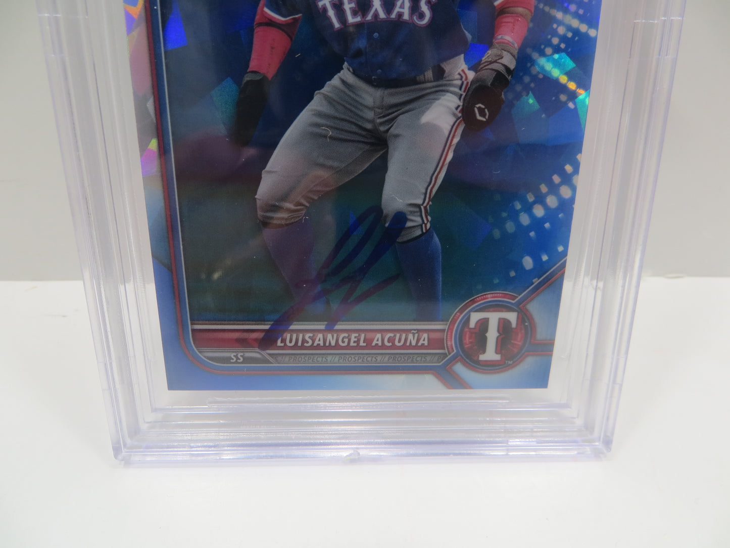 LUIS ANGEL ACUNA SIGNED 22 Bowman Chrome Sapphire Prospect BAS SLAB