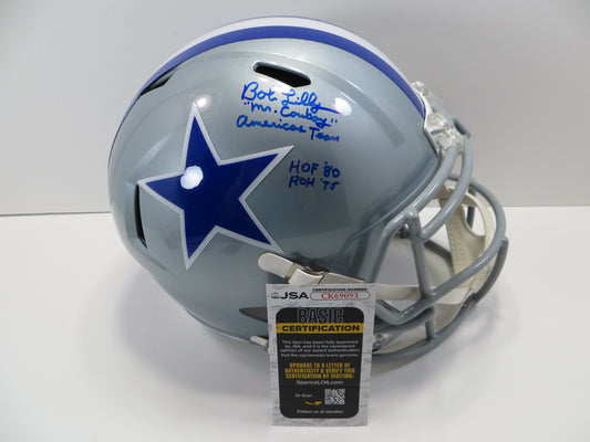 BOB LILLY SIGNED DALLAS COWBOYS Throwback FULL SIZE HELMET w/4INSC JSA