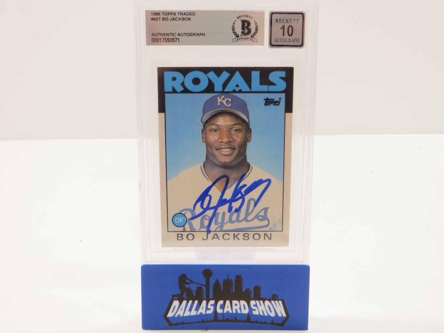 BO JACKSON SIGNED 1986 TOPPS TRADED #50T KC ROYALS BGS BAS SLAB AUTO 10