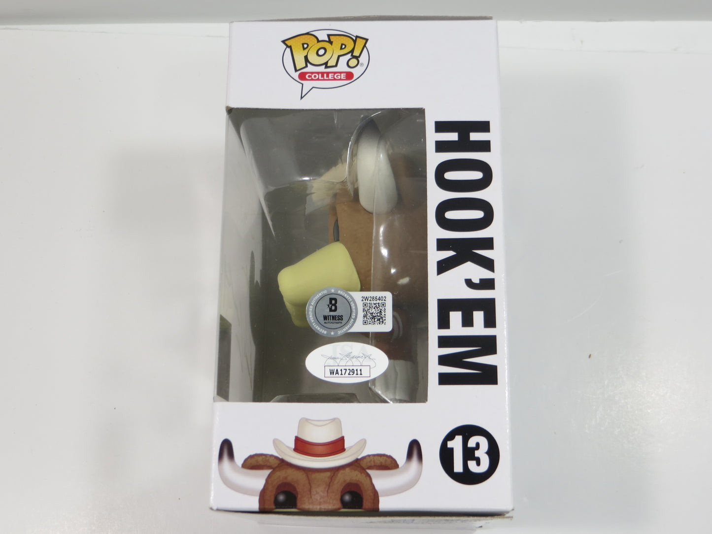 EARL CAMPBELL RICKY WILLIAMS SIGNED BEVO Hook 'Em #13 FUNKO POP BAS JSA COA