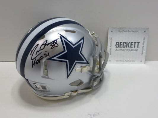DREW PEARSON DALLAS COWBOYS SIGNED Mini Helmet w/HOF 21 BAS COA