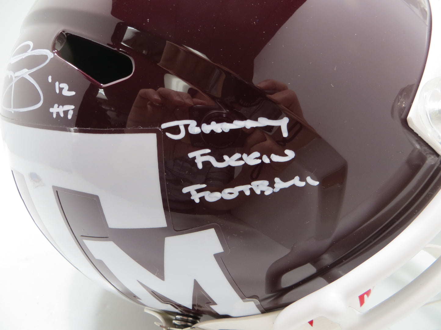 JOHNNY MANZIEL SIGNED TEXAS A&M AGGIES FULL SIZE HELMET w/JOHNNY FB BAS COA