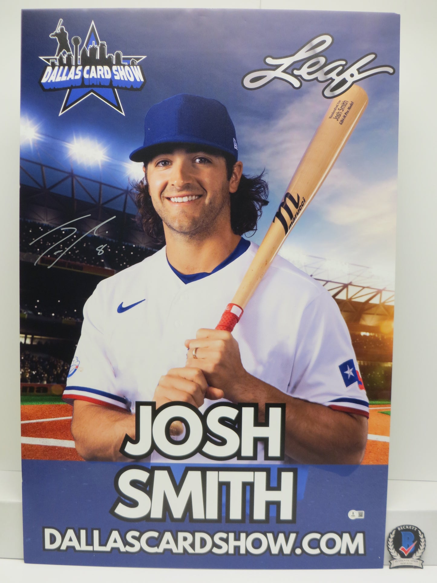 JOSH SMITH TEXAS RANGERS SIGNED 24x36 Dallas Card Show FOAM BOARD BAS
