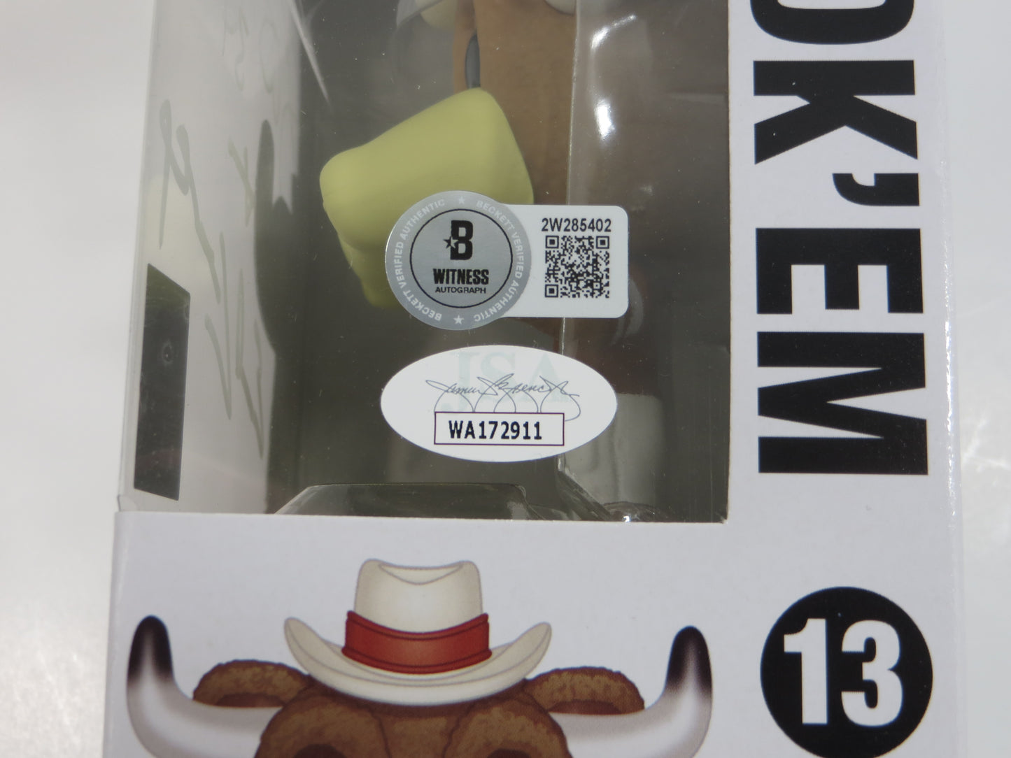 EARL CAMPBELL RICKY WILLIAMS SIGNED BEVO Hook 'Em #13 FUNKO POP BAS JSA COA