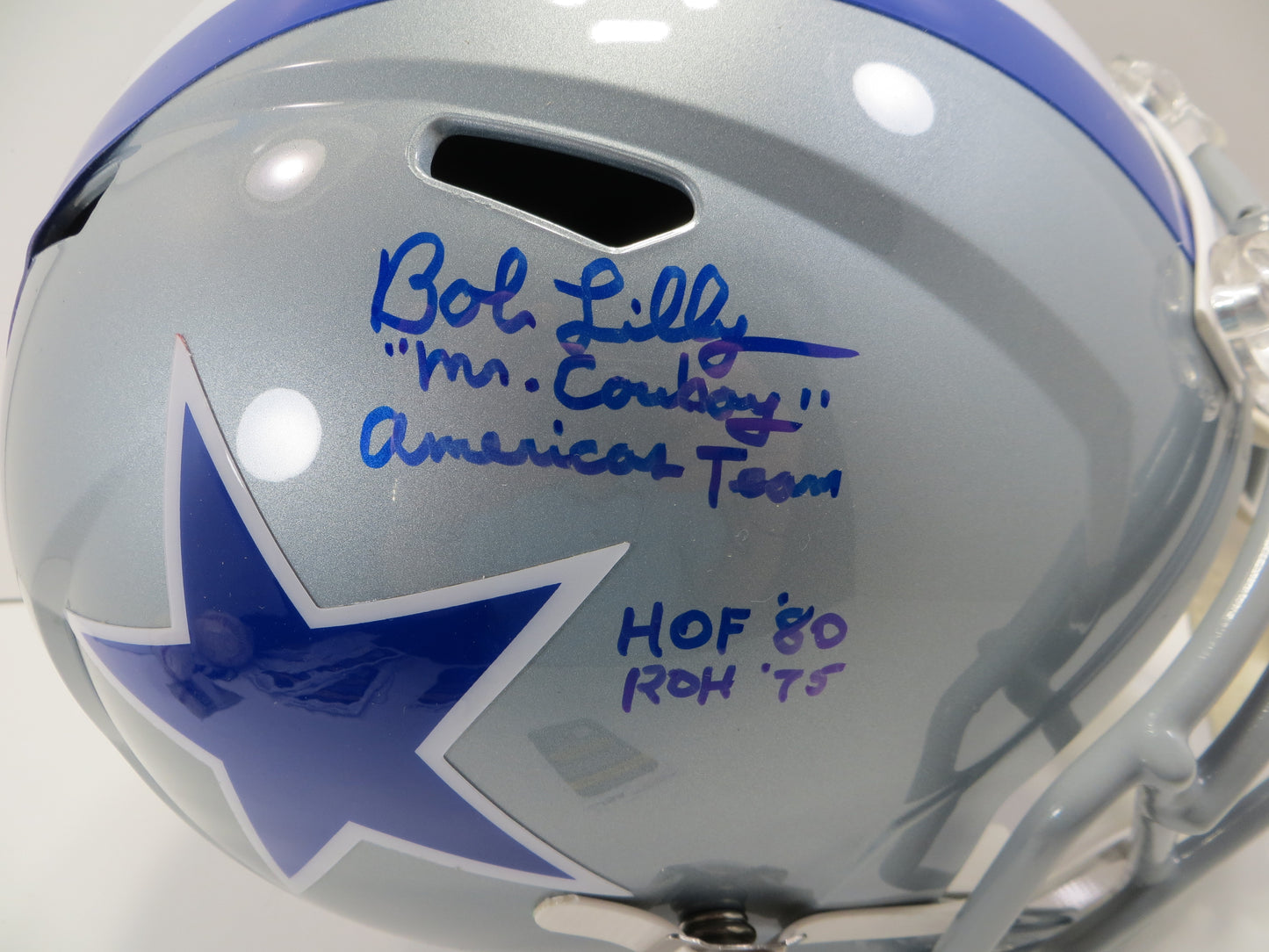 BOB LILLY SIGNED DALLAS COWBOYS Throwback FULL SIZE HELMET w/4INSC JSA