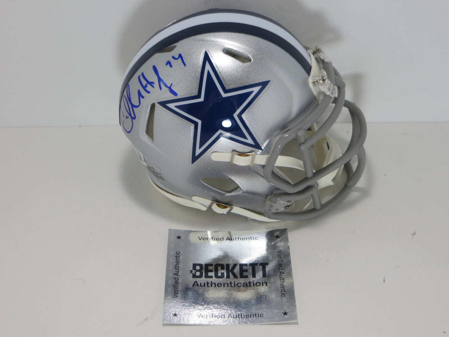 CHARLES HALEY DALLAS COWBOYS SIGNED Riddell MINI HELMET BAS COA