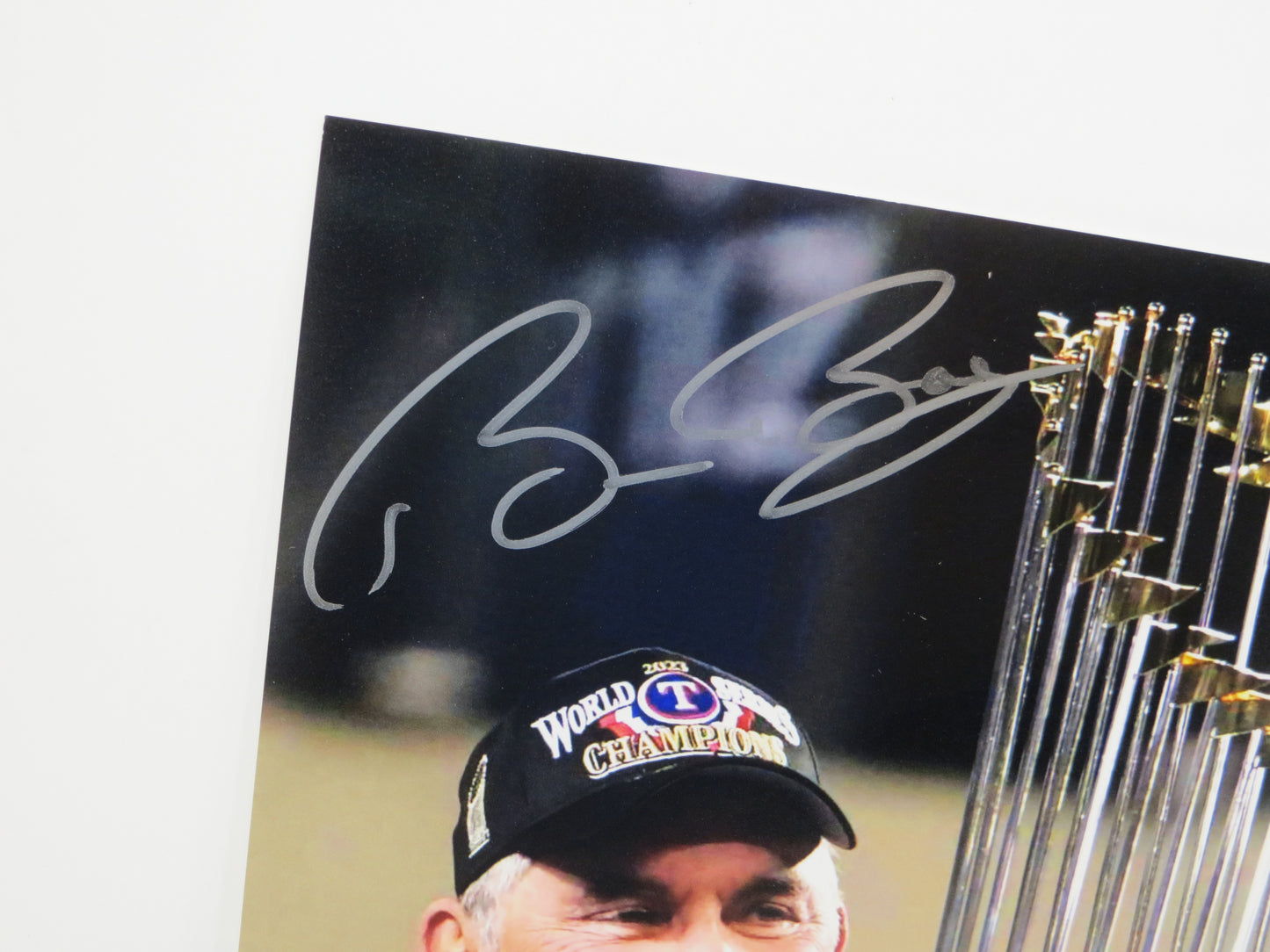 BRUCE BOCHY Texas Rangers SIGNED World Champs 8x10 PHOTO Giants Padres JSA COA