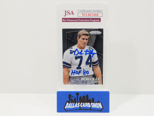 BOB LILLY SIGNED 2014 PANINI PRIZM Football Card #26 JSA SLAB Authentic AUTO