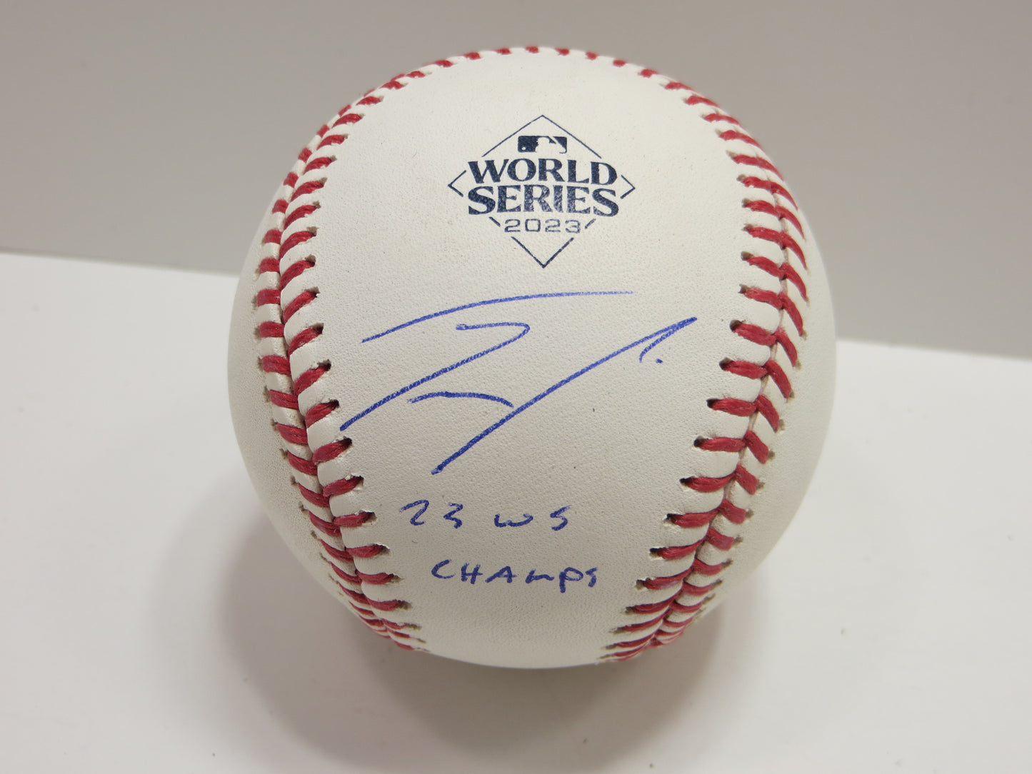 JOSH SMITH TEXAS RANGERS SIGNED OFFICIAL 2023 WORLD SERIES BASEBALL w/INSC BAS