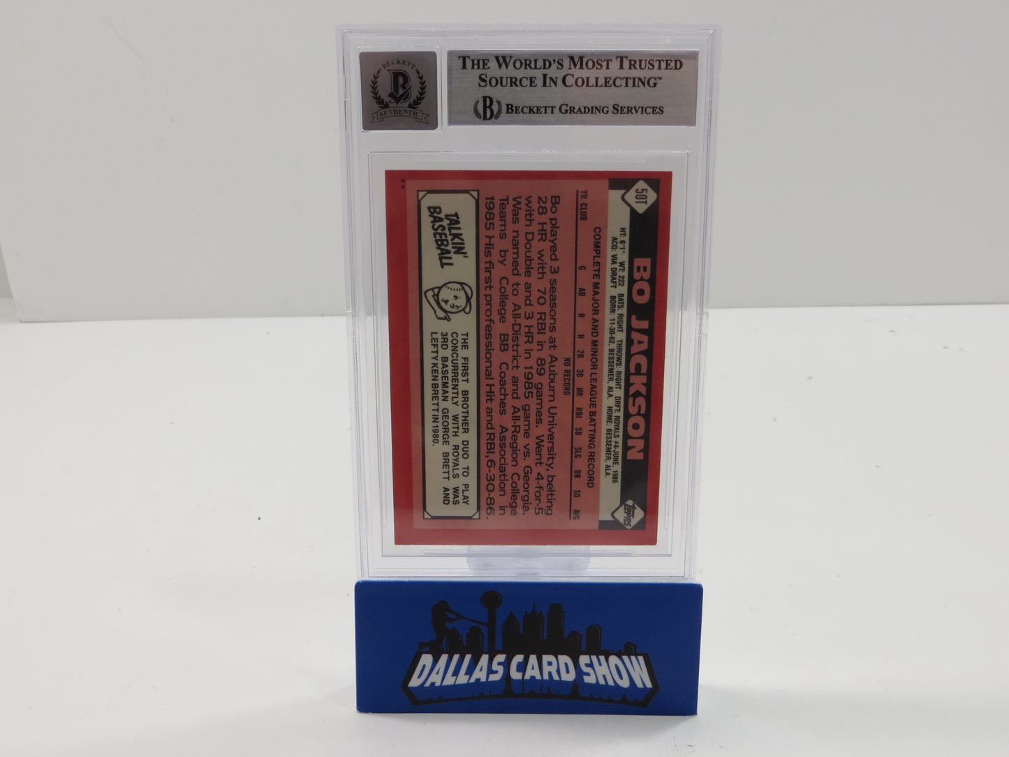 BO JACKSON SIGNED 1986 TOPPS TRADED #50T KC ROYALS BGS BAS SLAB AUTO 10