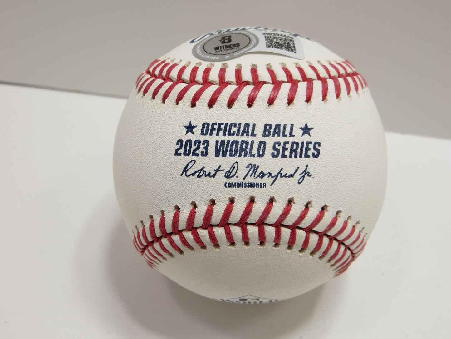 JOSH SMITH TEXAS RANGERS SIGNED OFFICIAL 2023 WORLD SERIES BASEBALL w/INSC BAS