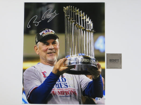 BRUCE BOCHY Texas Rangers SIGNED World Champs 16x20 PHOTO Giants Padres BAS COA