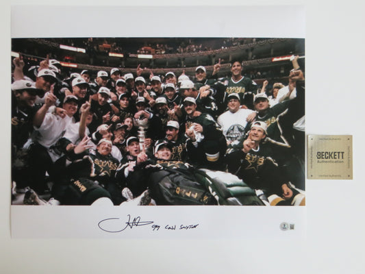 JOE NIEUWENDYK DALLAS STARS SIGNED Stanley Cup 16x20 w/99 CONN SMYTHE BAS