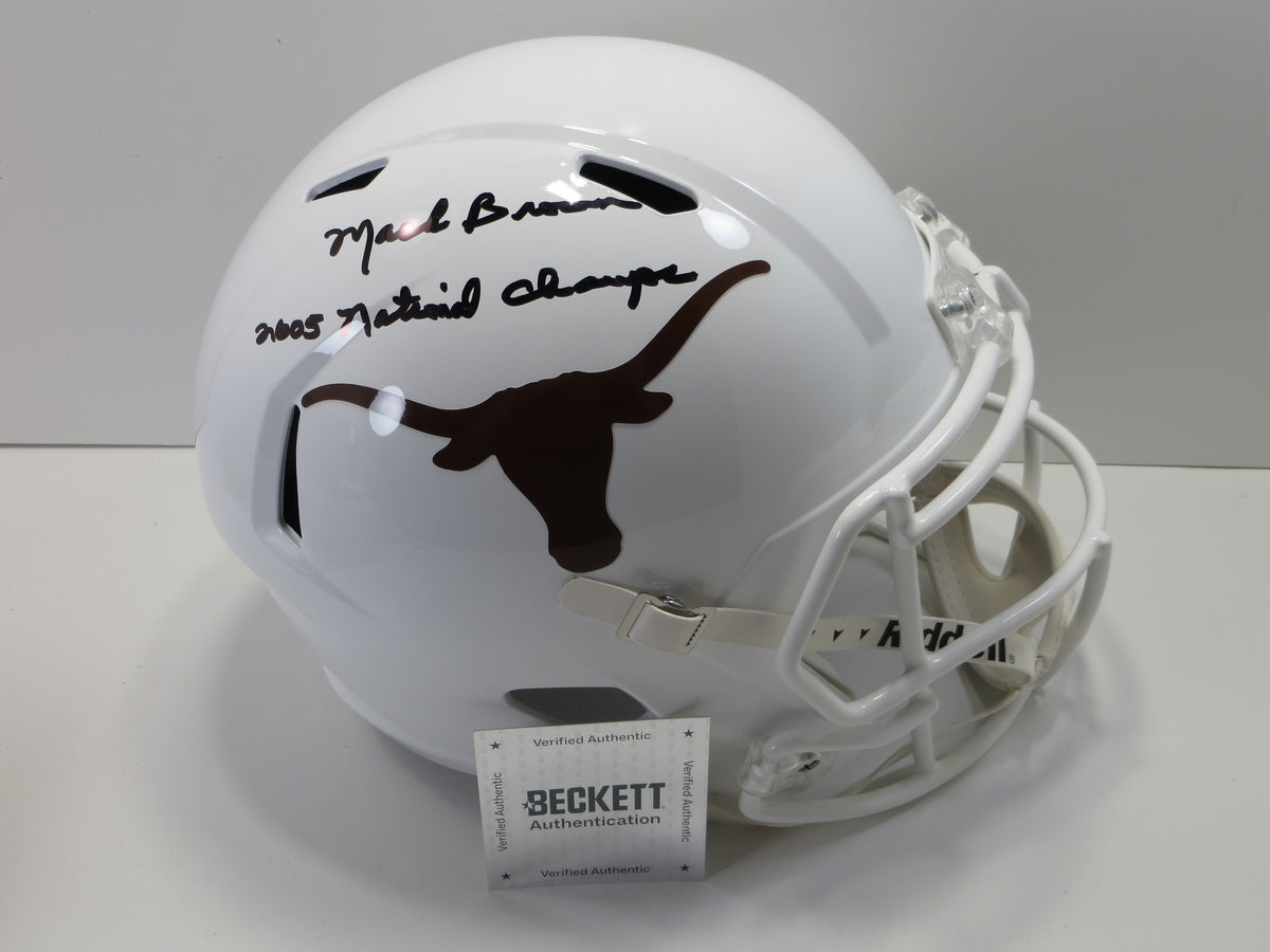 MACK BROWN SIGNED TEXAS LONGHORNS RIDDELL FULL SIZE HELMET w/2005Champs BAS