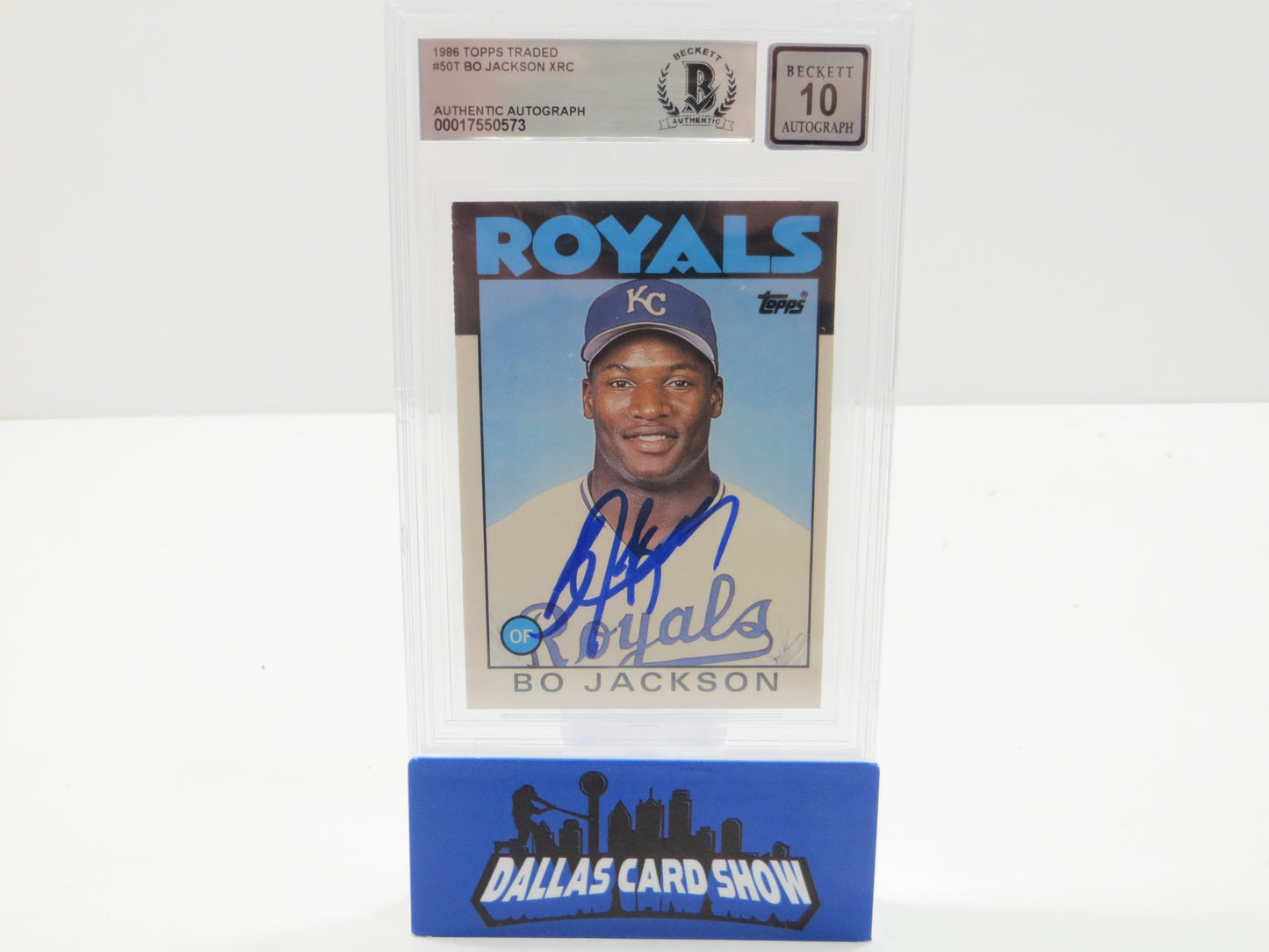BO JACKSON SIGNED 1986 TOPPS TRADED #50T KC ROYALS BGS BAS SLAB AUTO 10