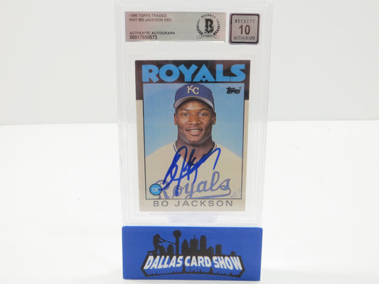 BO JACKSON SIGNED 1986 TOPPS TRADED #50T KC ROYALS BGS BAS SLAB AUTO 10